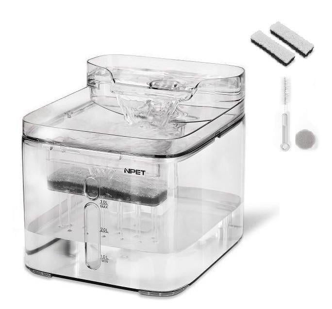 Поилка фонтан для кошек и собак NPET WF020TP 3 л с фильтром Прозрачный (1246366346)