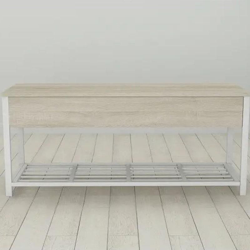 Банкетка с ящиком Ferrum-decor Дрейк 2 металл/ДСП 16 мм 550x1200x400 мм Белый/Сонома (FRD-103076) - фото 2