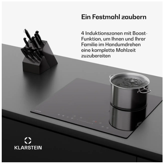 Варочная индукционная панель для кухни KLARSTEIN PowerGlide на 4 зоны 8000 Вт (10046565) - фото 7