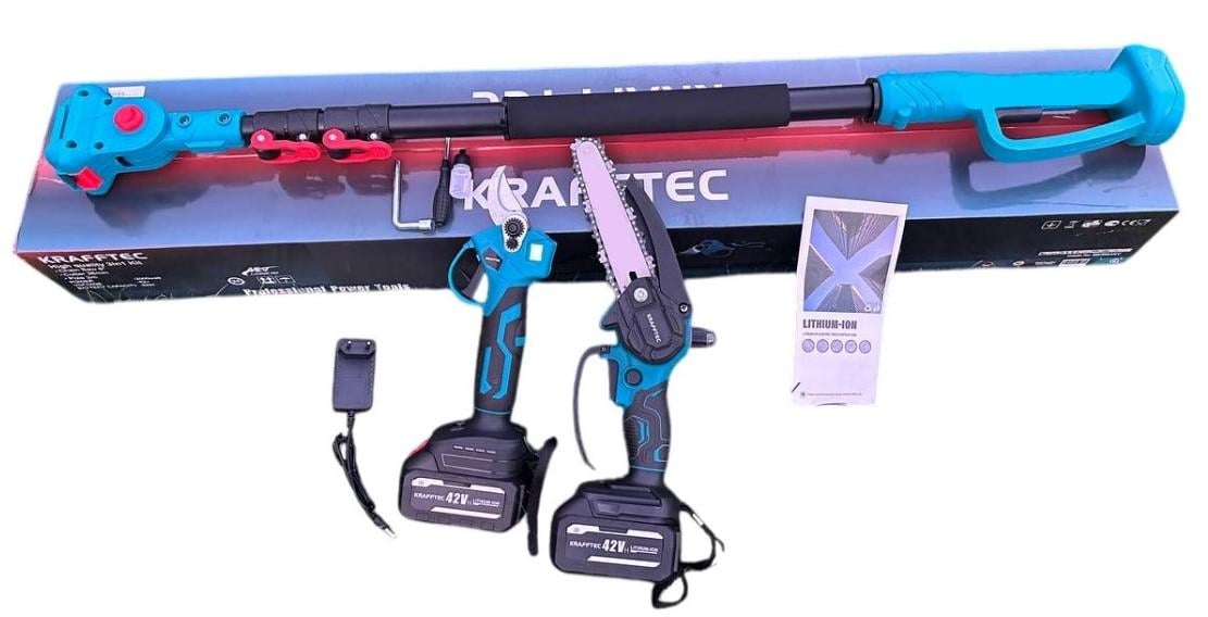 Набір 3 в 1 Krafftec 48V/5AP секатор DUP270/пила DUC150Z/телескопна штанга 2,7 м (27966873) Набір 3 в 1 Krafftec 48V/5AP секатор DUP270/пила DUC150Z/телескопна штанга 2,7 м (27966873)