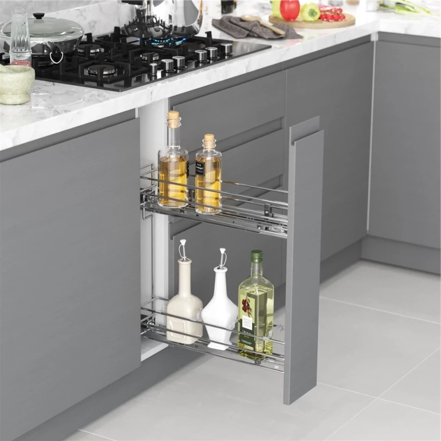 Карго Starax на 2 полки правое с направляющими Blum с тандемом п/в с дотягом 150 мм Хром (S-2219-R)