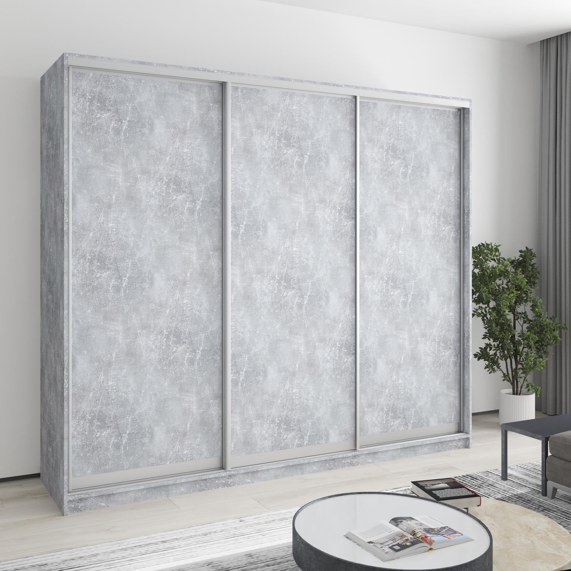 Шкаф-купе трехдверный MebelStar Комбо AL 3ДСП 240x45x210 см Бетон (MBS-3180)