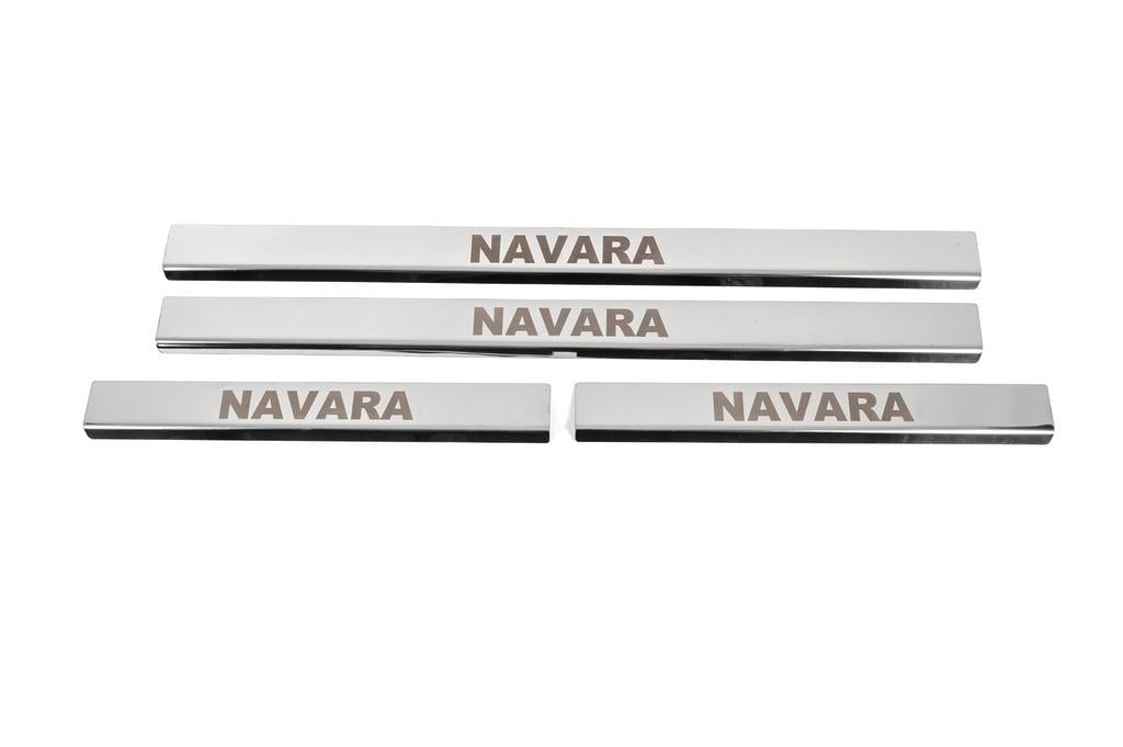 Накладки на пороги Carmos для Nissan Navara 2006-2015 гг. нержавеющая сталь Хром