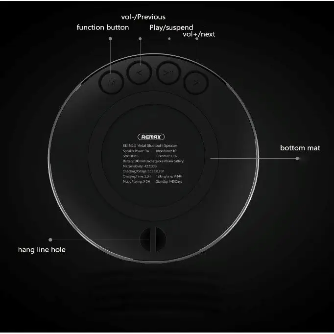 Портативна колонка Remax RB-M13 Bluetooth 3 Вт Чорний (6954851270232) - фото 2