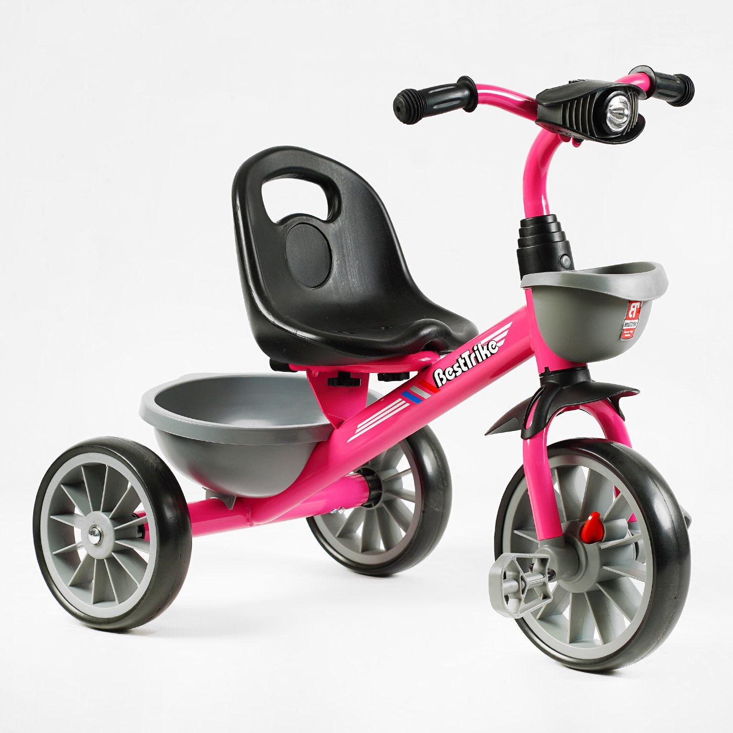 Велосипед Best Trike 3-х колесный колеса EVA переднее 12«/заднее 10» стальная рама/фара с музыкой и светом Pink (147570)