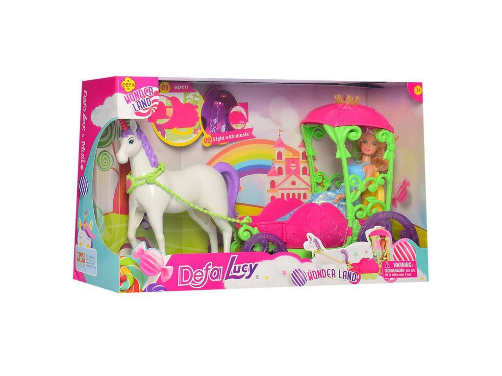 Карета Defa с лошадью и куклой 30 см в коробке (8423)