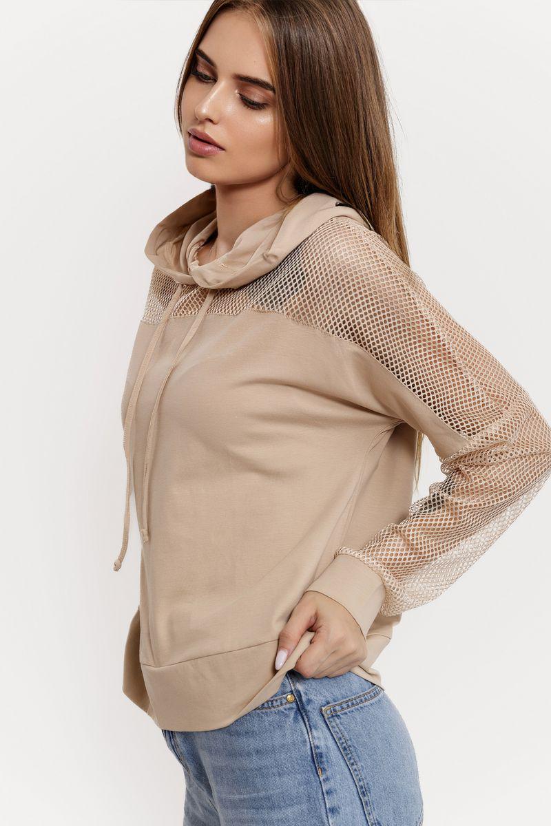 Худі жіночий з капюшоном Ager 102R5184 р. 56-58 Бежевий (9624364) - фото 3 Худі жіночий з капюшоном Ager 102R5184 р. 56-58 Бежевий (9624364) - фото 3