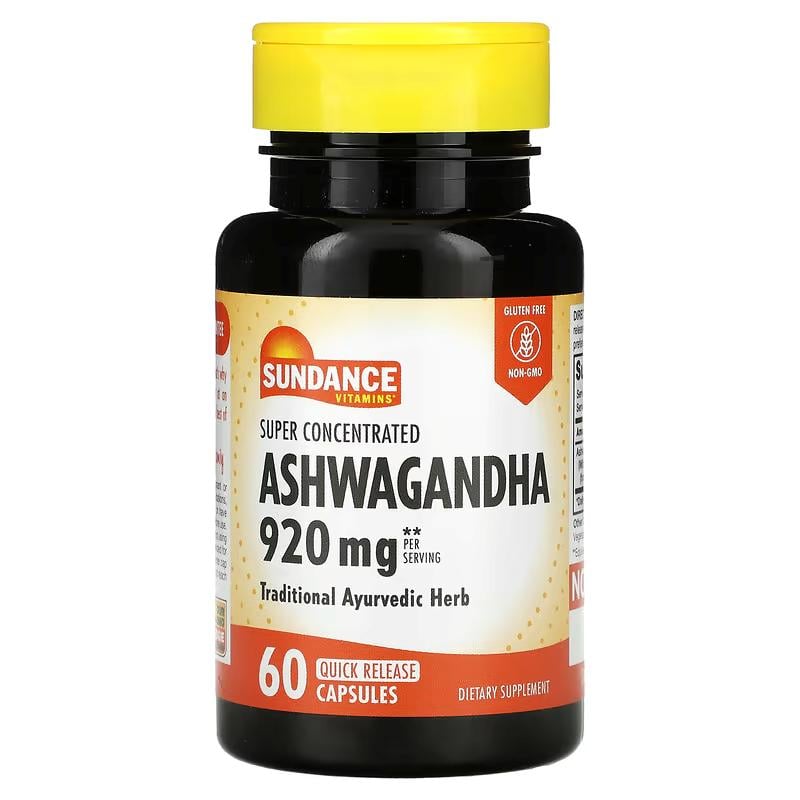 Ашваганда Sundance Vitamins Super Concentrated Ashwagandha 60 Quick Release Capsules 460 мг