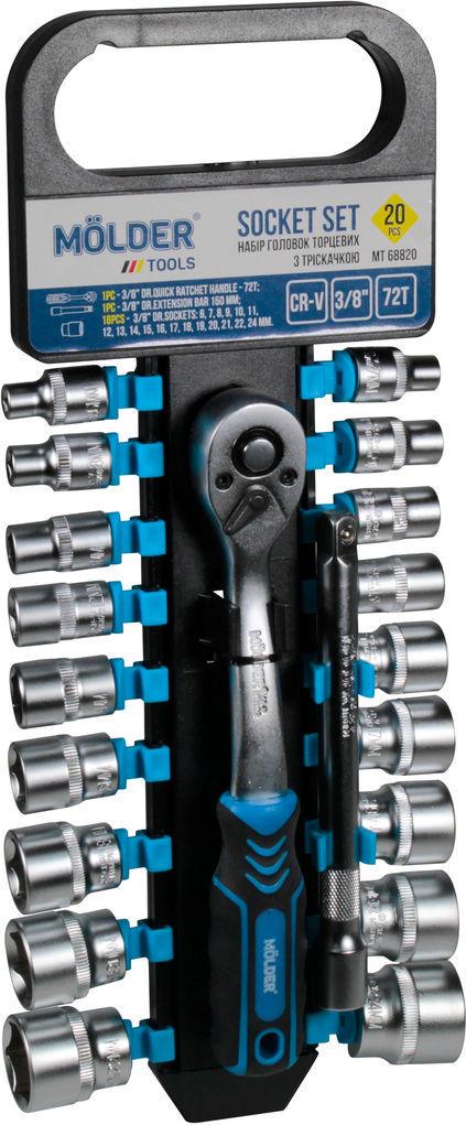 Набор торцевых головок Molder Tools с трещоткой 20 шт. 3/8 (MT68820)