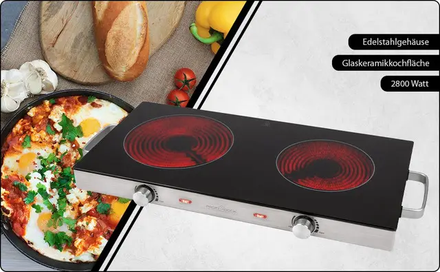 Плита настольная Profi Cook инфракрасная 2,8 кВт на 2 конфорки 2800 W (TR-DKP1211) - фото 6