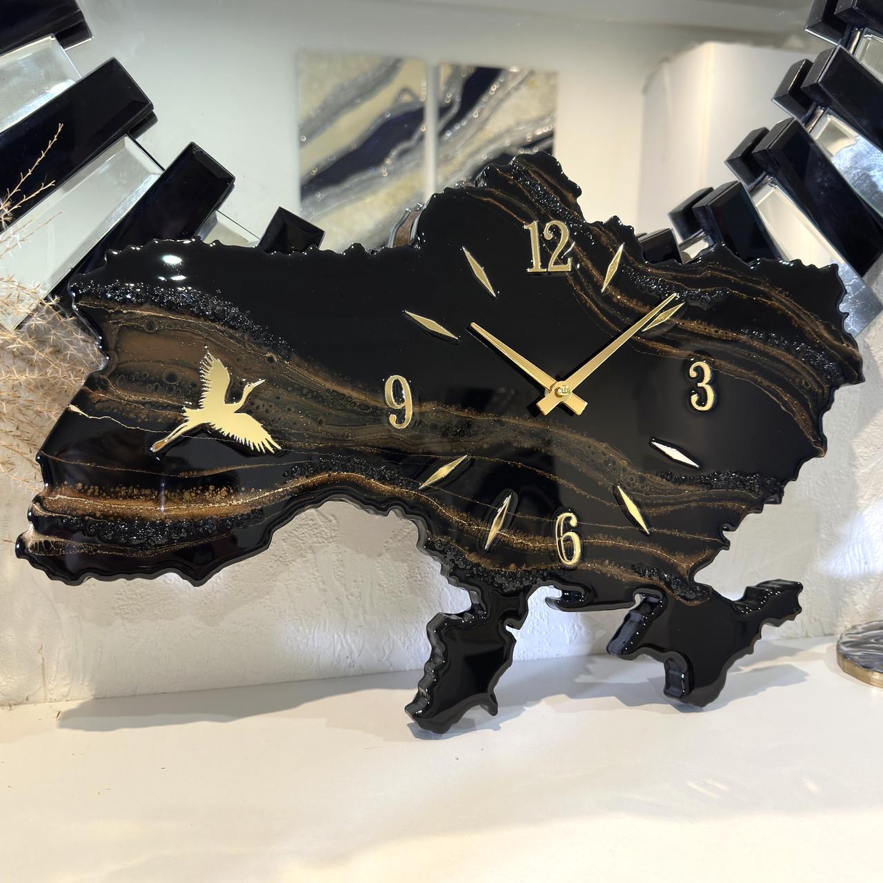 Часы настенные из эпоксидной смолы Карта Украины 140х94 см