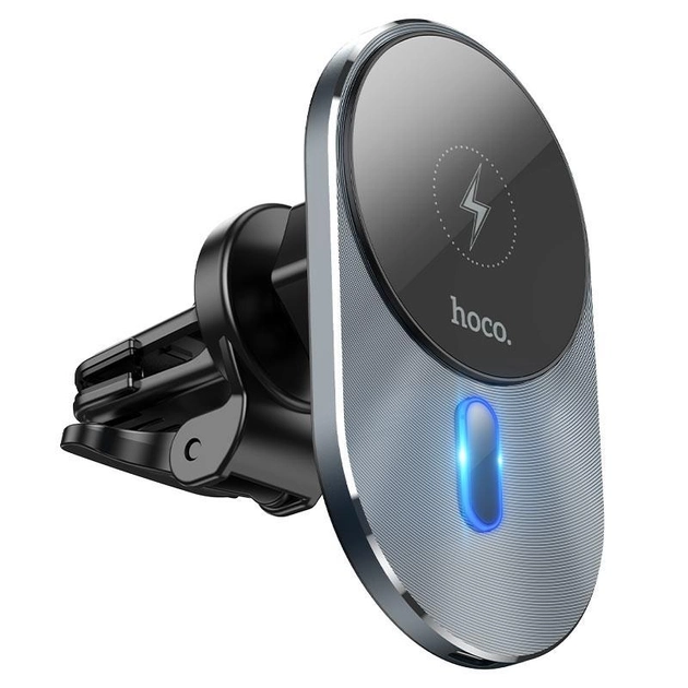 Тримач автомобільний із бездротовою зарядкою Hoco CA91 Magic magnetic wireless 15W Max Gray (547632)