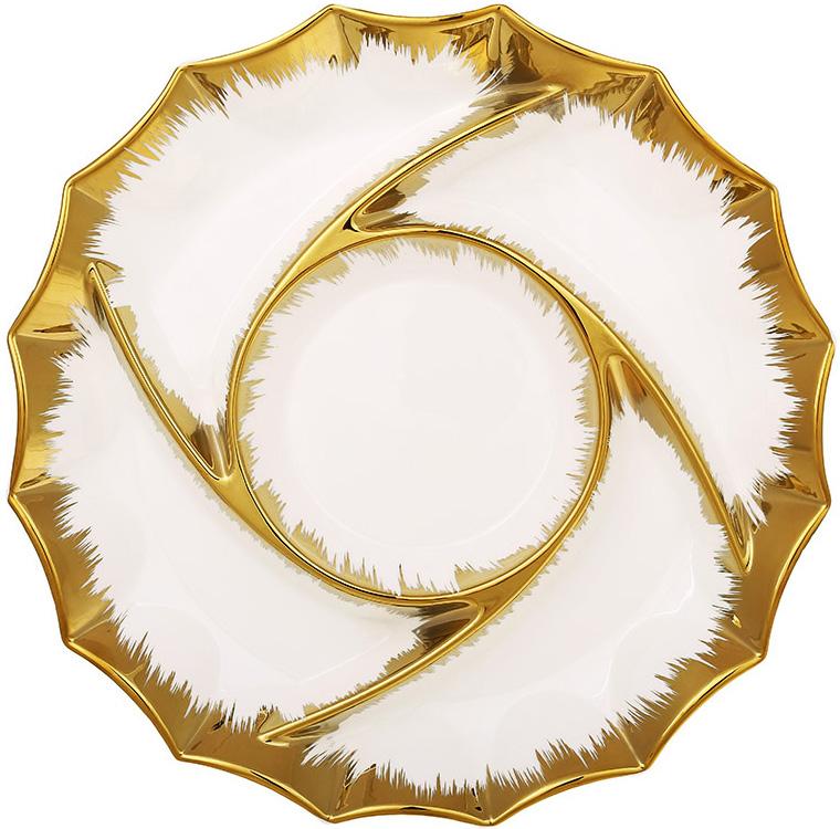 Минажница фарфоровая круглая 5-ти секционная Gold Luxury Star 31 см