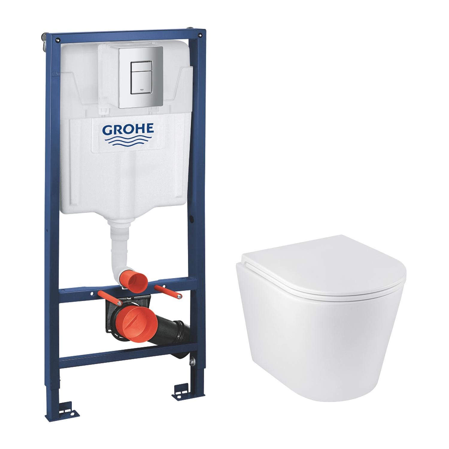 Комплект установки Grohe Rapid SL 38772001 CV033815 с унитазом и хромированной кнопкой (226567)