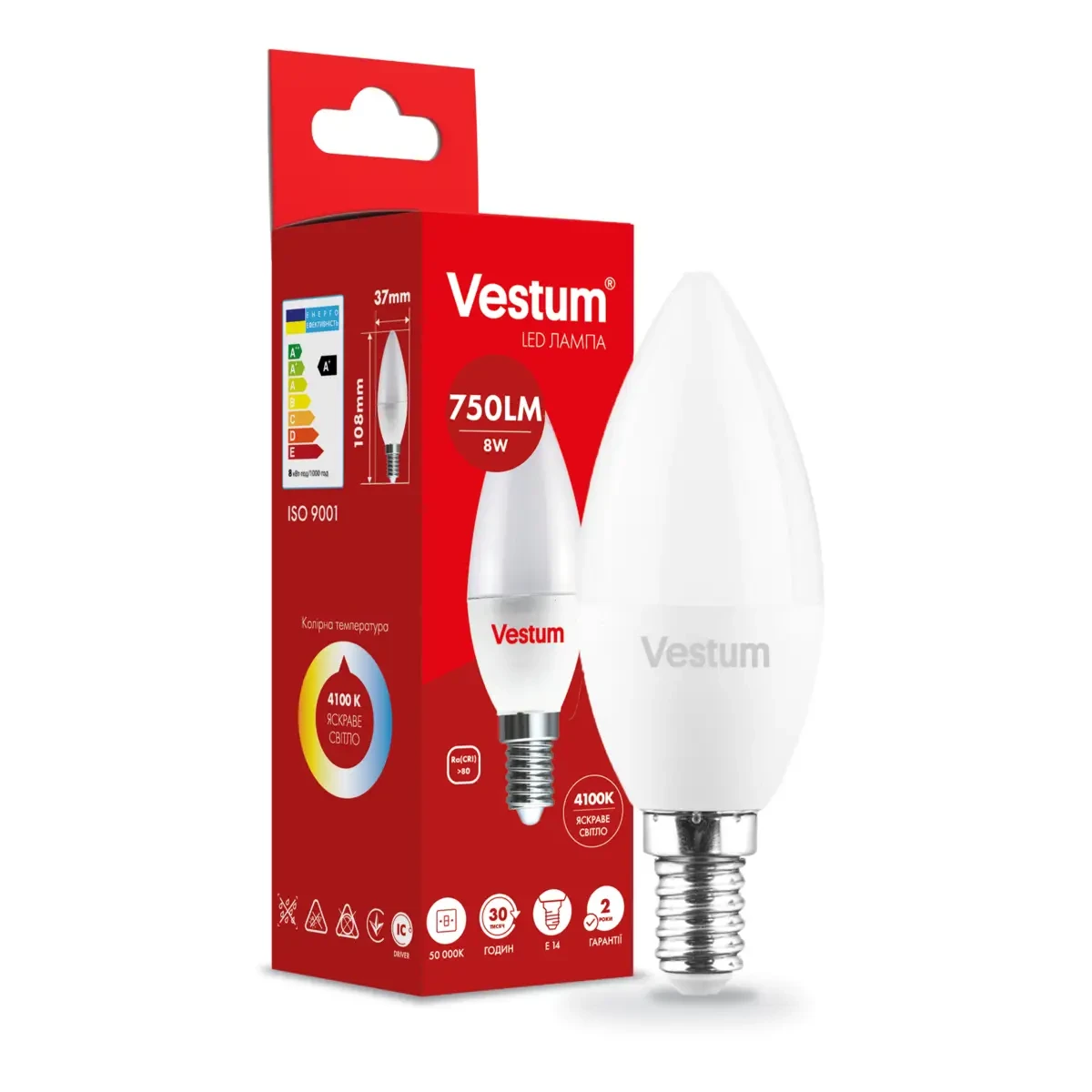 Светодиодная лампа Vestum C37 8W 4100K 220V E14 1-VS-1311 (3100550656) Светодиодная лампа Vestum C37 8W 4100K 220V E14 1-VS-1311 (3100550656)