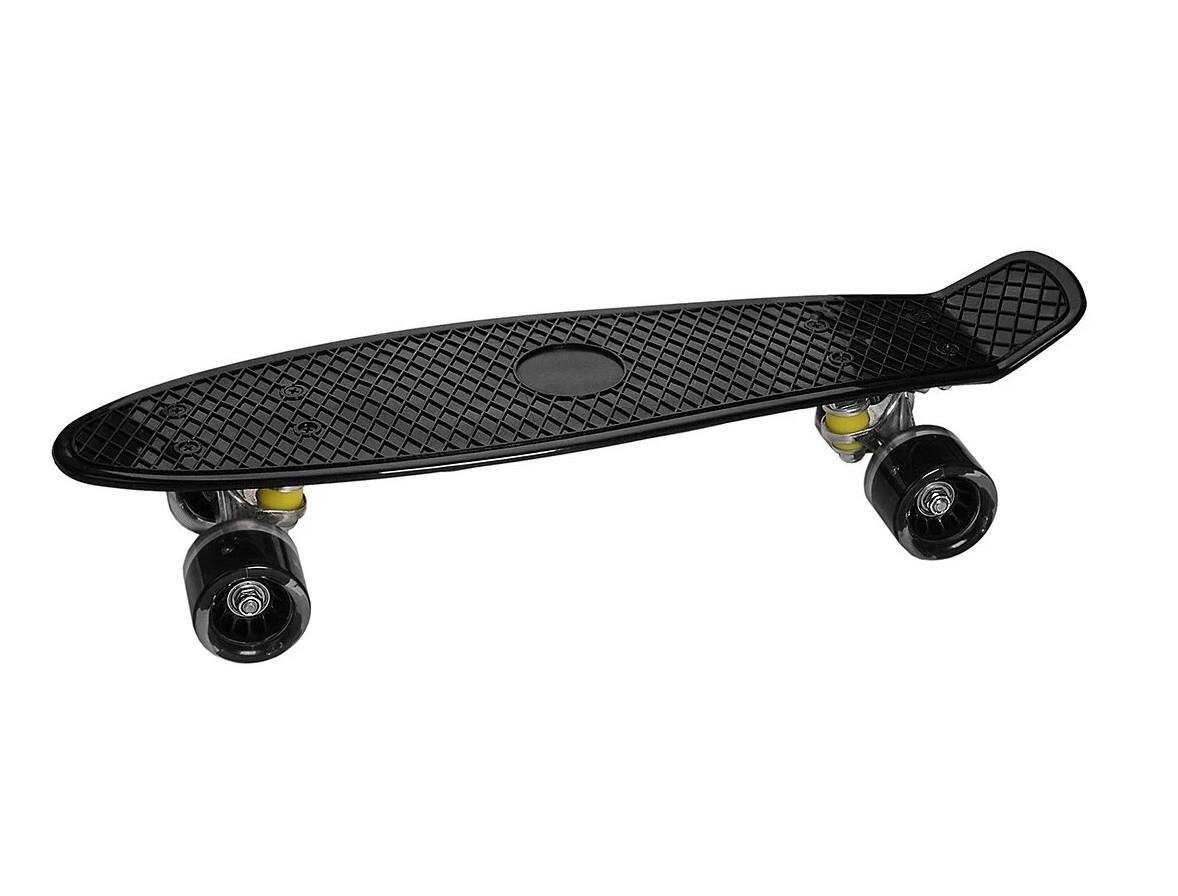 Скейт Penny Board светящиеся колеса 22'' Черный (0848/335BL)