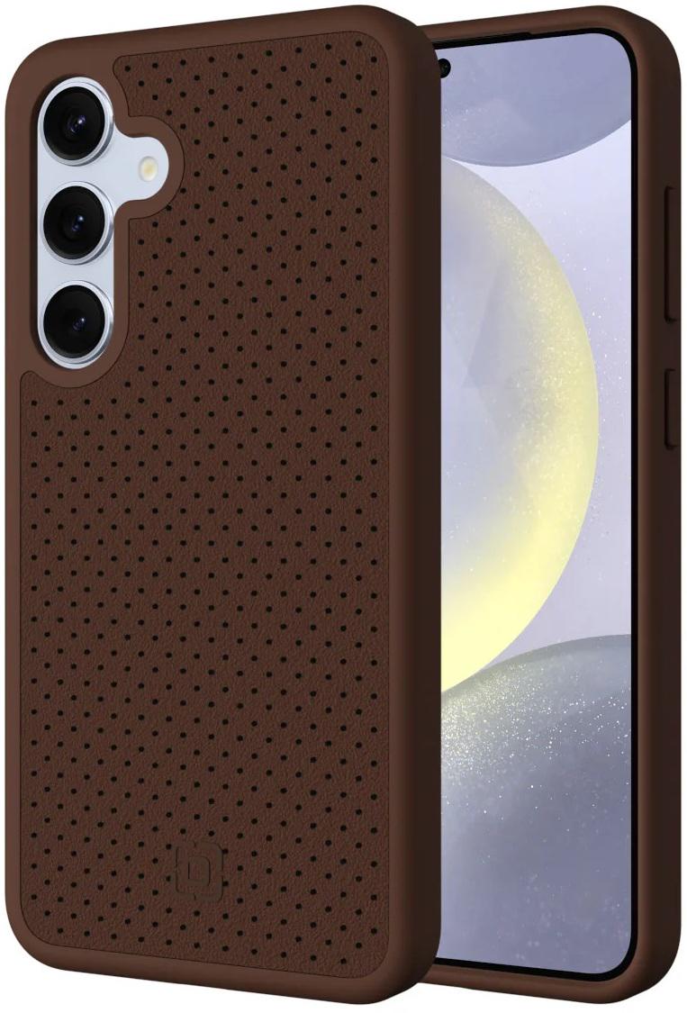 Противоударный оригинальный кожаный чехол для Samsung Galaxy S24 Plus Incipio Protective Leather Case Brown