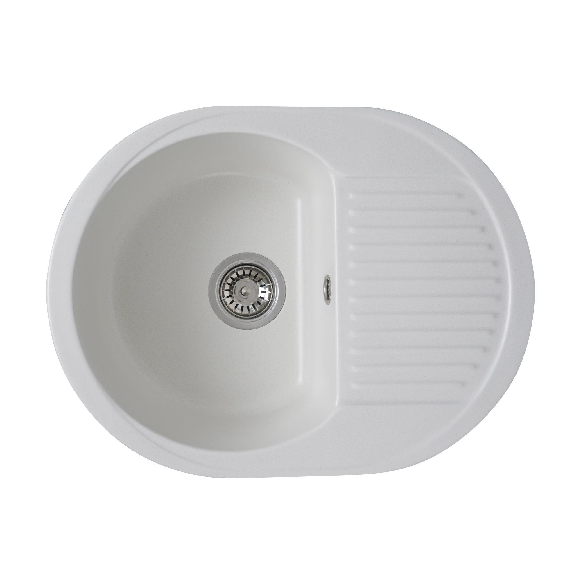 Мойка для кухни гранитная Platinum 6247 BORA глянцевая Белый