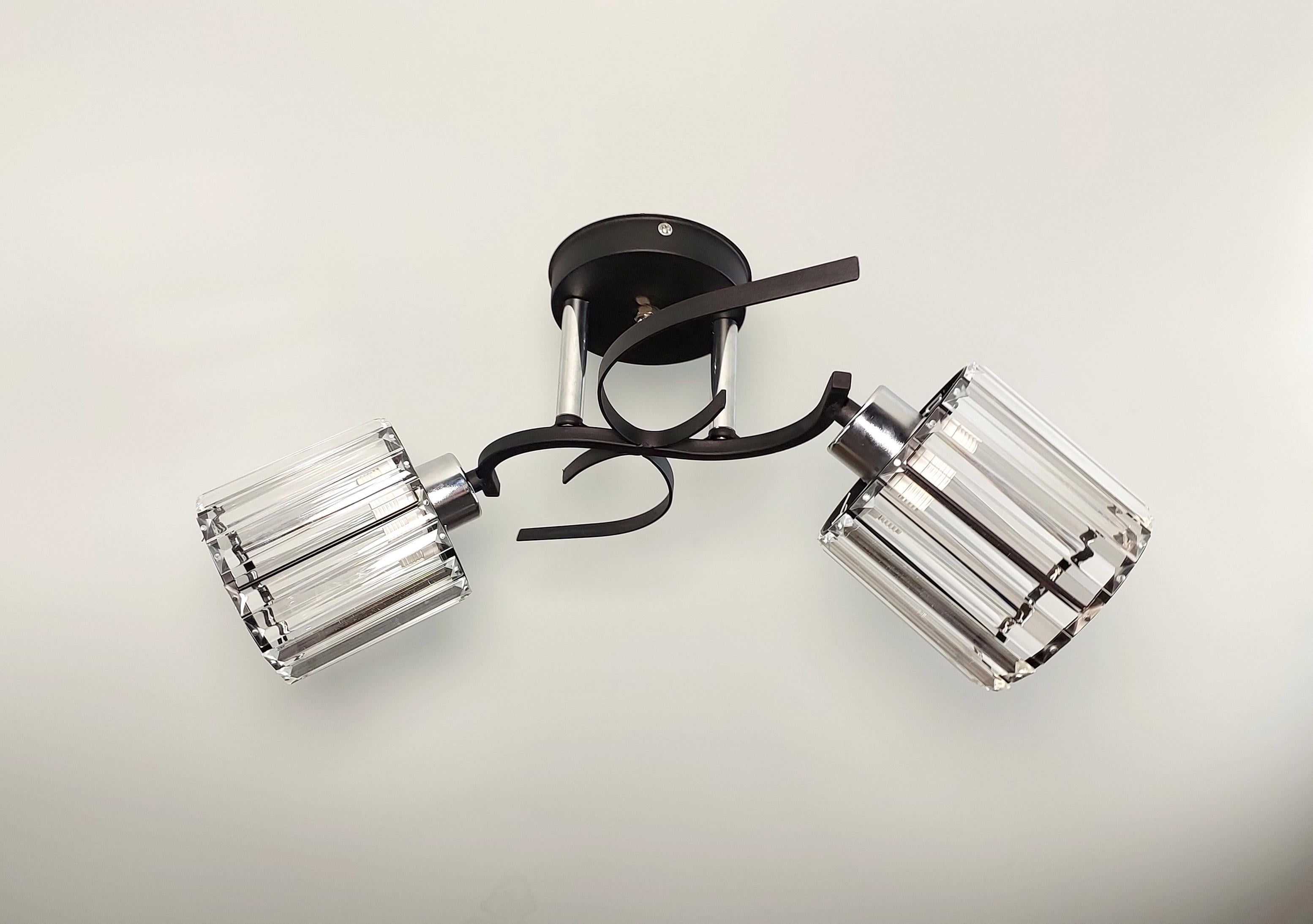 Потолочная люстра 3223/2 на 2 плафона металлическая Черный (20204261)