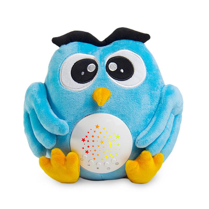 Успокаивающее музыкальная мягкая игрушка SUNROZ Sleeping Friend с проектором "Сова" 3в1 Голубой (SUN6732)