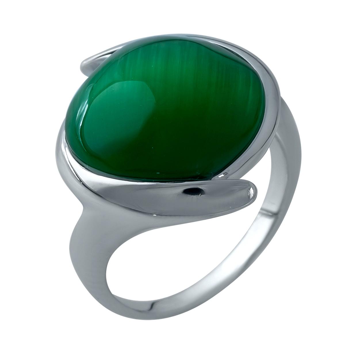 Кольцо серебряное с кошачьим глазом 8,48 г р. 17 (1984574)