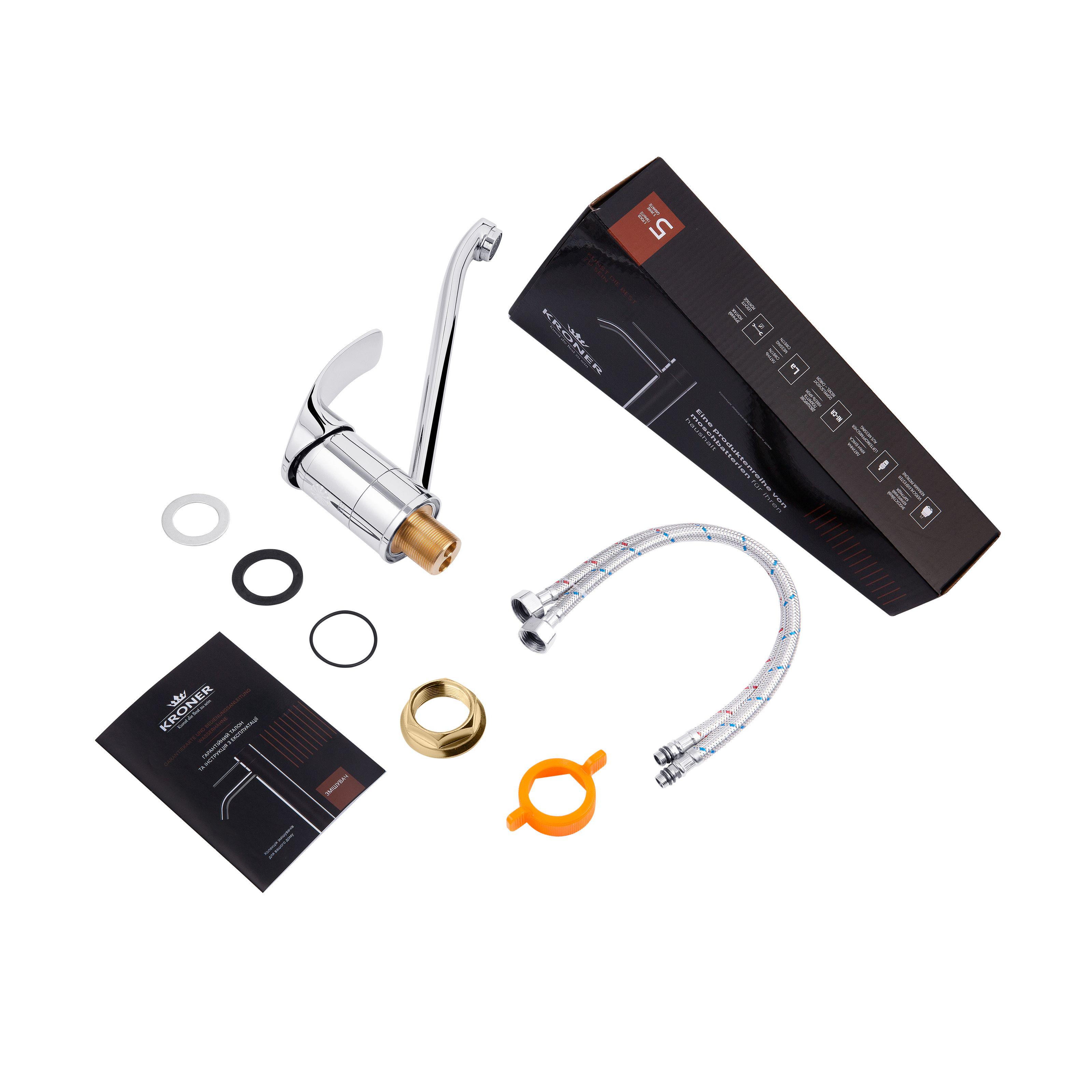 Змішувач для кухні KRONER Konstante-C030 CV023590 одноважільний Хром (135889) - фото 4