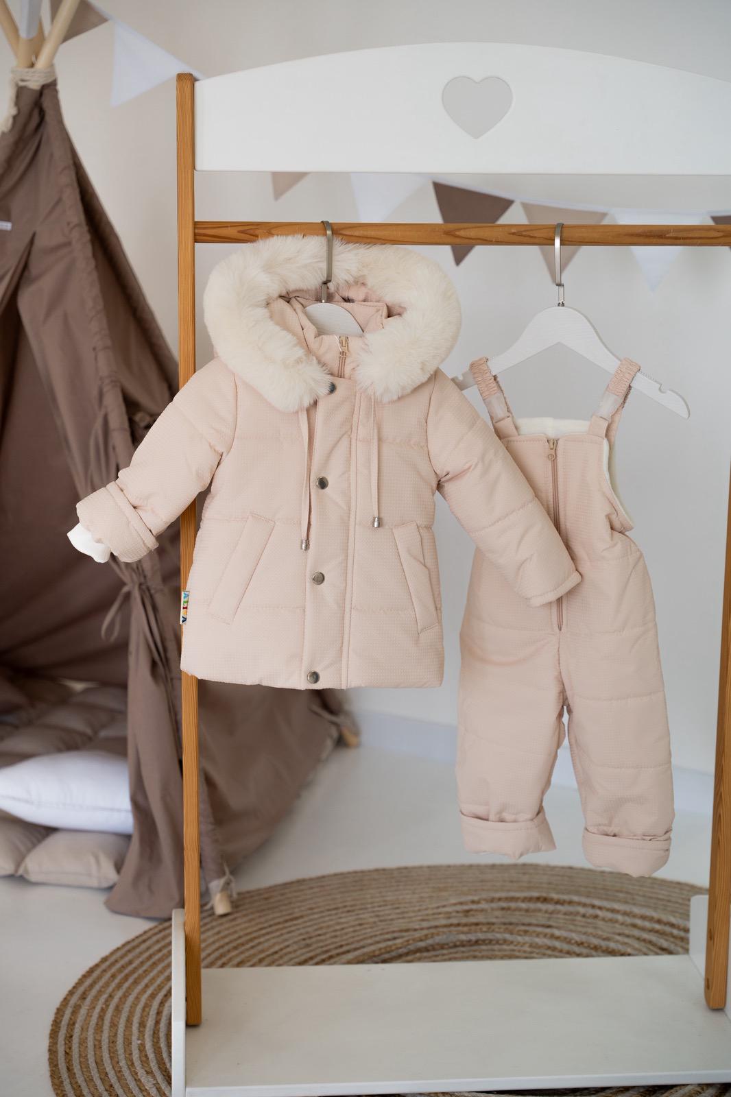 Костюм дитячий зимовий напівкомбінезон/курточка 86 см Бежевий (4527)