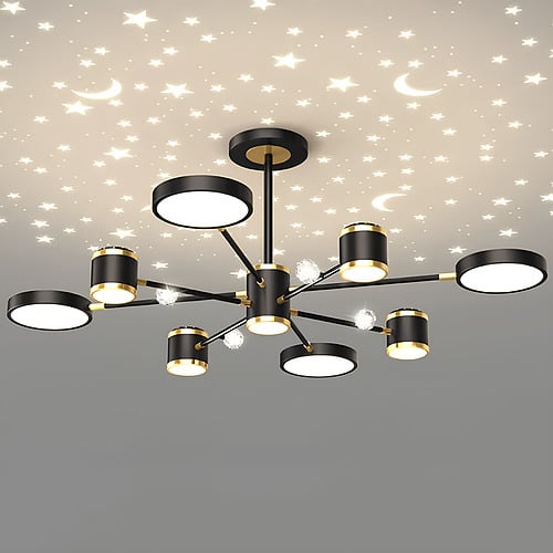 Люстра светодиодная Svet Звездное небо 130W+12W с пультом 3000К-6500К (SY-16062/4+4+1 BK+CP)