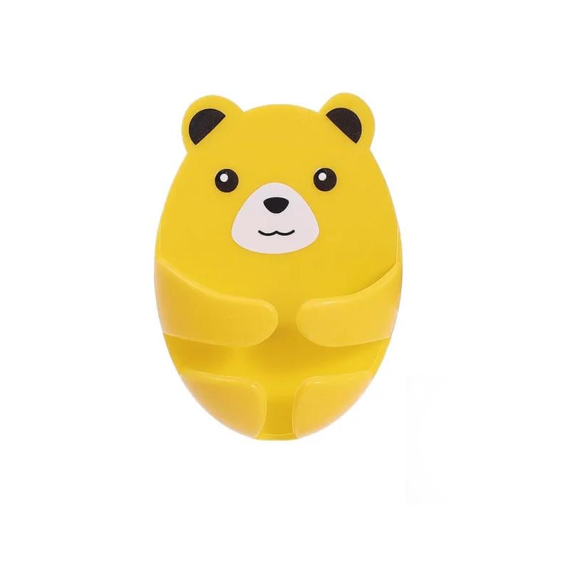 Держатель электрической вилки самоклеящийся настенный Мишка Желтый (2499499402)