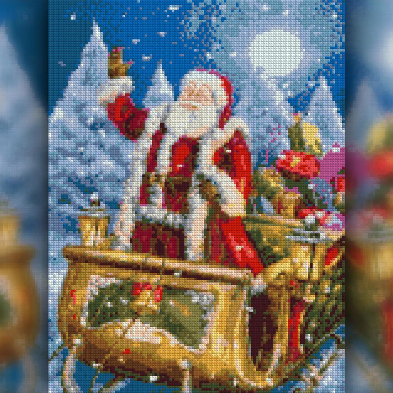 Алмазна мозаїка на підрамнику The Wortex Diamonds Санта-Клаус на санях 50x60 см (TWD70004XL+P)