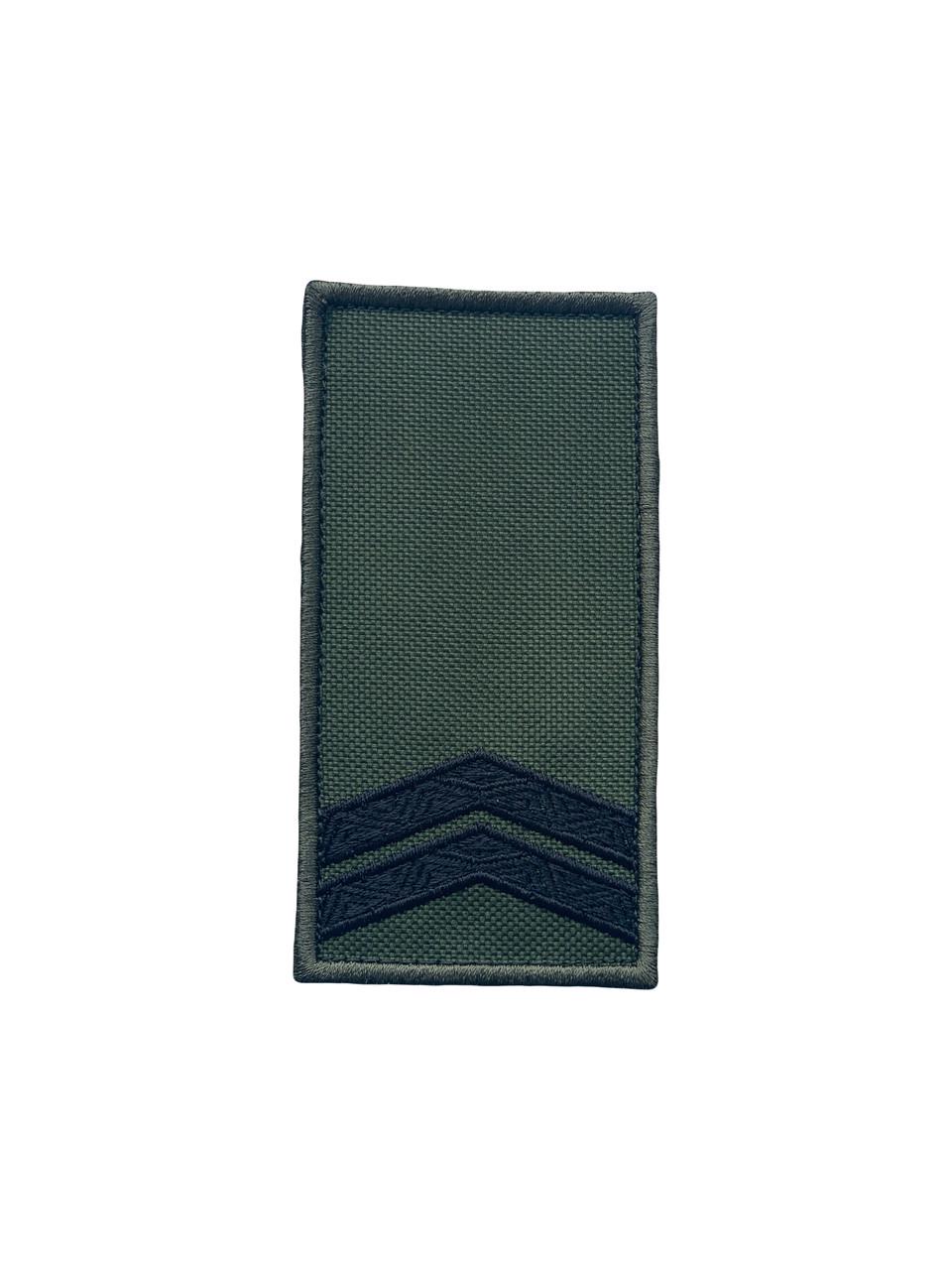Погон на липучке нагрудный Младший Сержант на липучке 10х5 см Оливковый (12215)