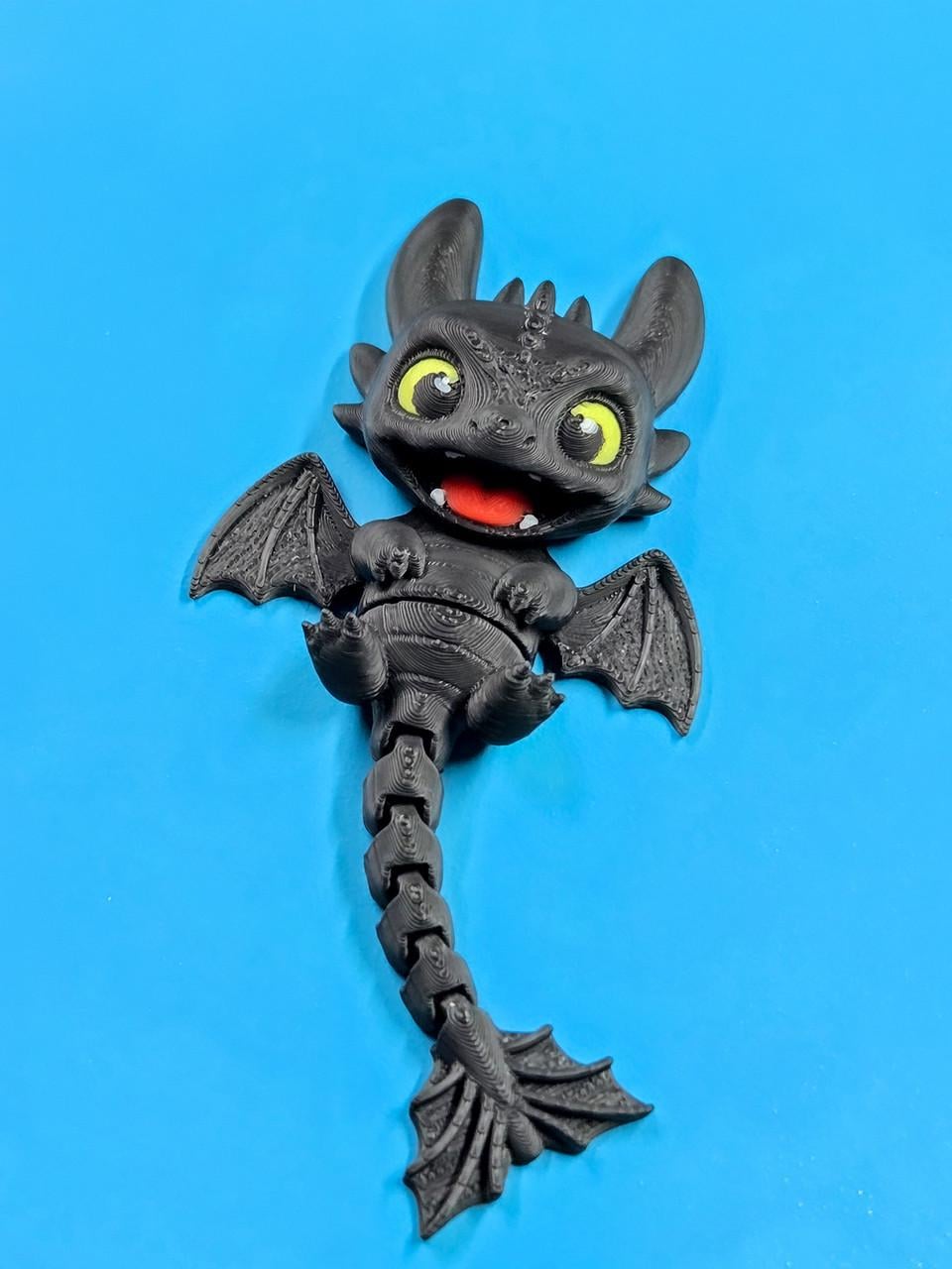 Фиджет-брелок Беззубик гибкий дракон Articulated Toothless Dragon Keychain 3D-друк 10 см