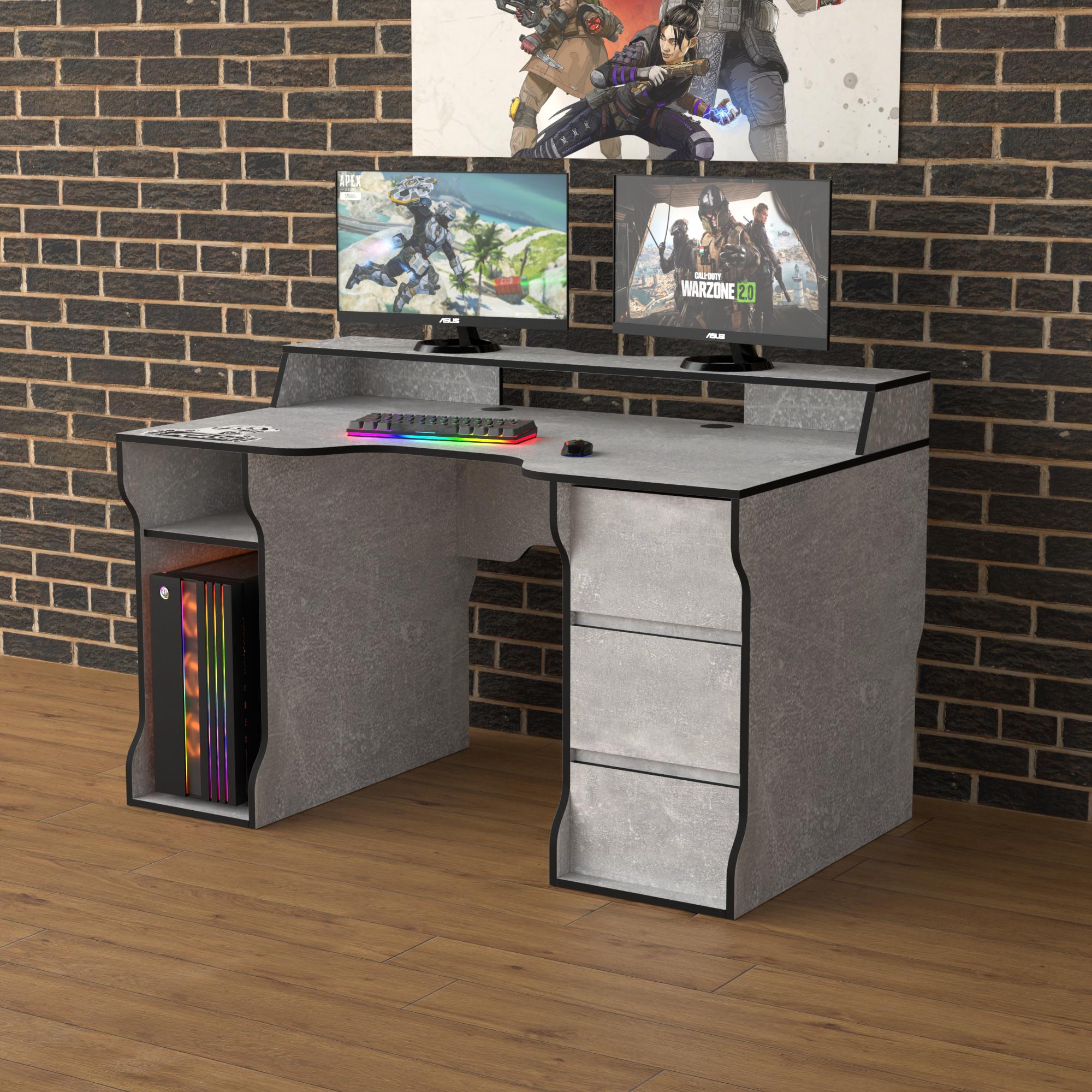 Стол геймерский эргономичный с надстройкой Zeus Rasin RS-26 из ЛДСП Индустриал-черный (RS-26) - фото 2