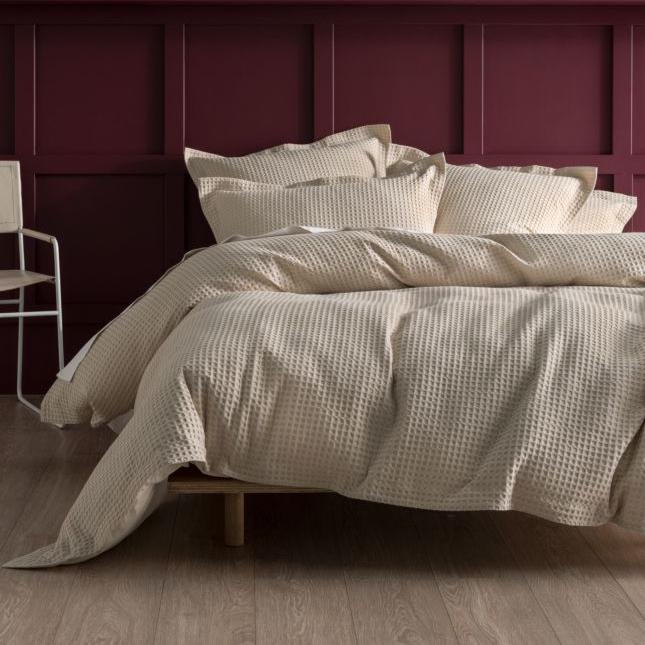 Постільна білизна вафельна Meriset Waffle євро на резинці Beige (1314)