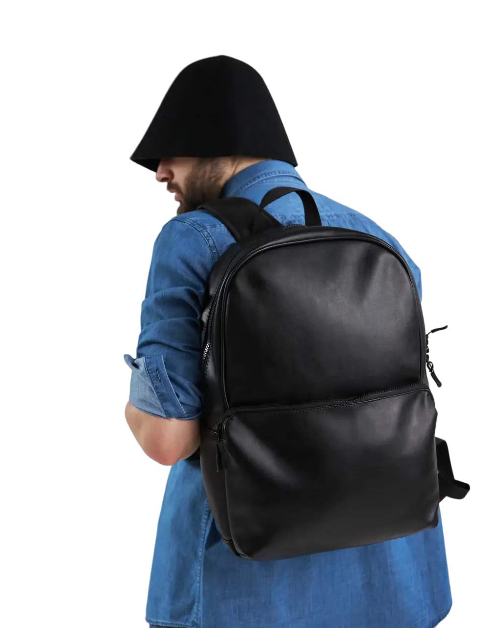 Городской рюкзак Tobeyou из глянцевой экокожи с отделением под ноутбук Черный (394072980)