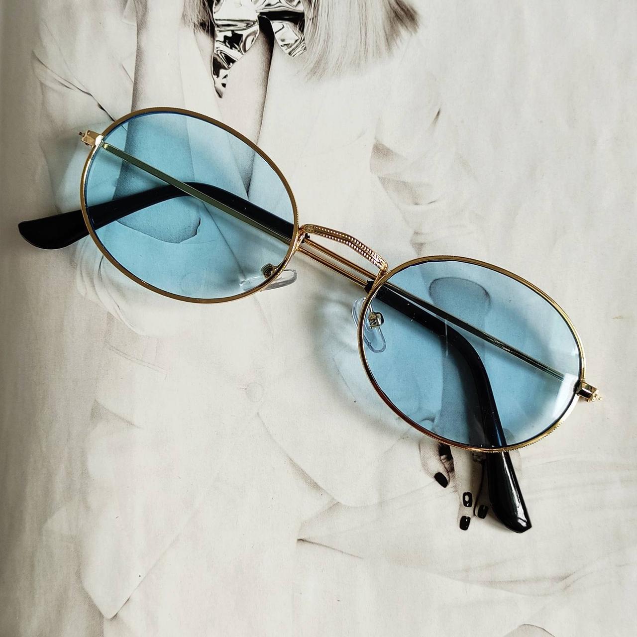 Солнцезащитные очки овальные с цветной линзой Голубой