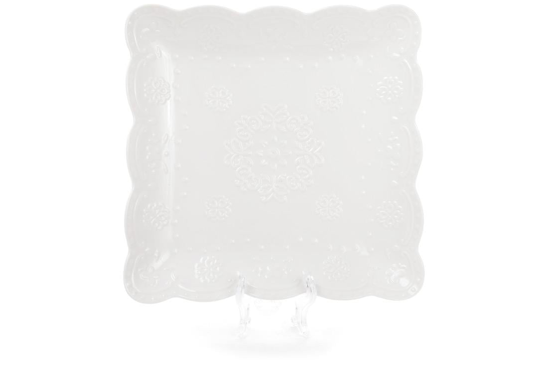 Блюдо фарфоровое квадратное BonaDi Кружево 25 см 4 шт. (988-141) Блюдо фарфоровое квадратное BonaDi Кружево 25 см 4 шт. (988-141)