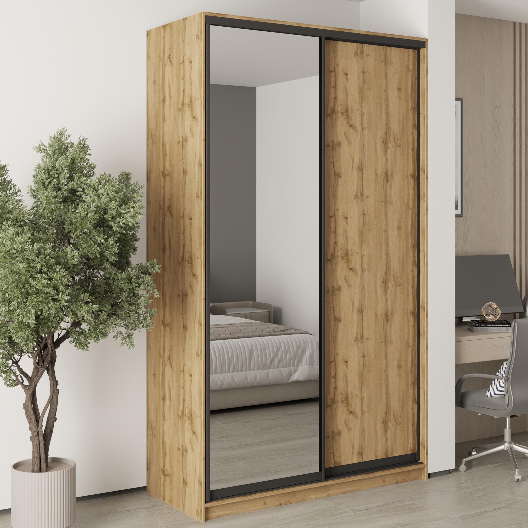 Шкаф-купе двухдверный MebelStar Стандарт BG ДСП/зеркало 140x45x240 см Дуб тахо (MBS-10187)