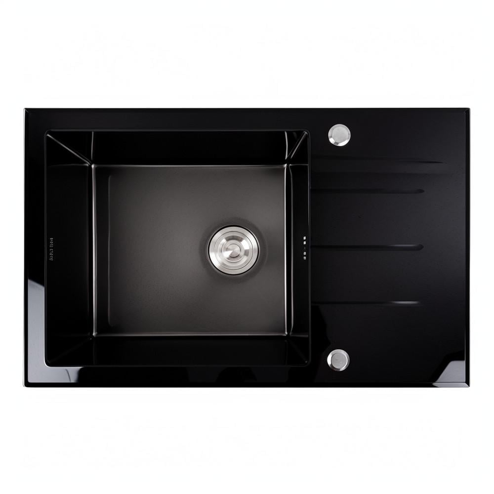 Мийка кухонна Platinum Handmade CM PVD скляна 78x50 см Чорний (SP000043041)