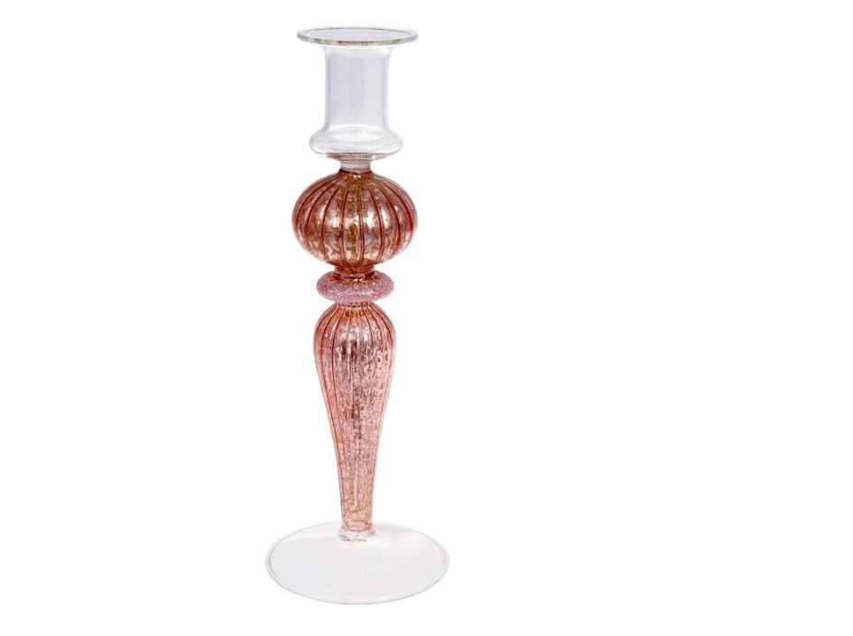Подсвечник стеклянный Candlestick 8,5х25 см Розовый
