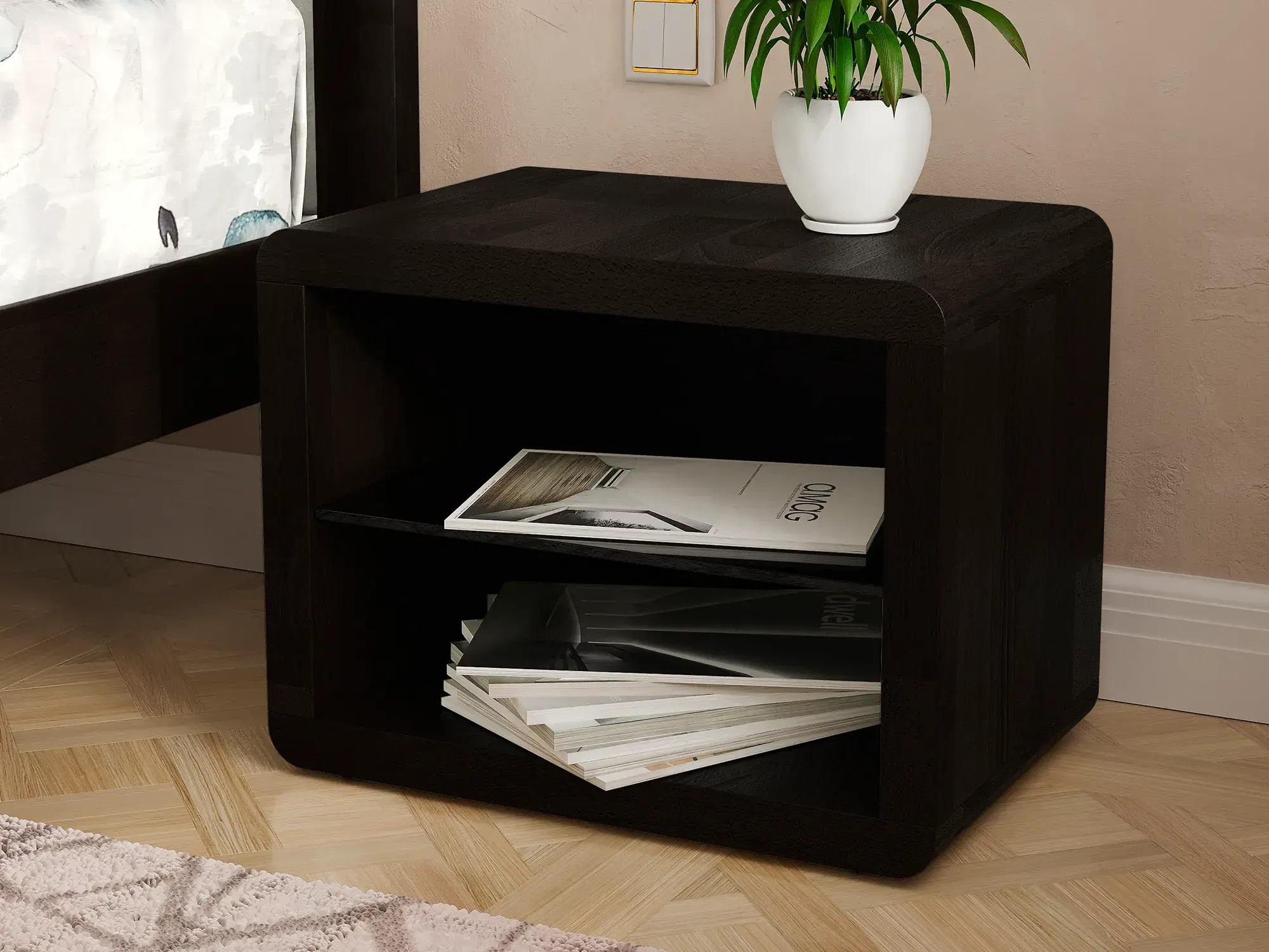 Тумба прикроватная Arbor Drev Глория стекло натуральное дерево бук Венге (51683)