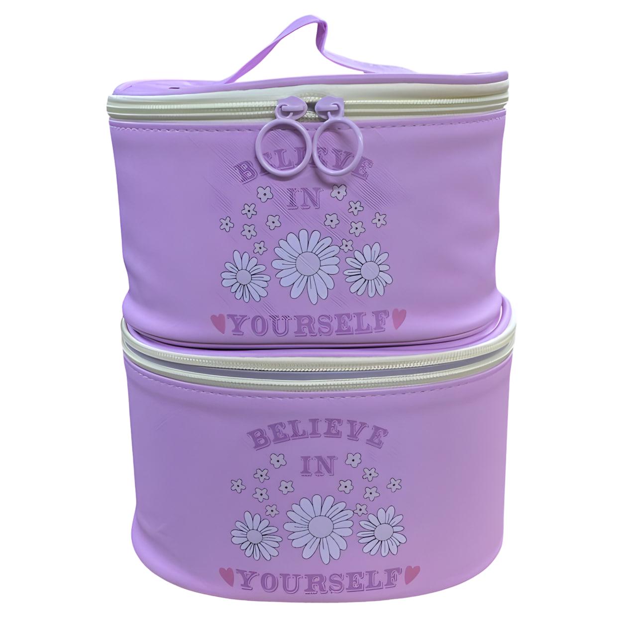 Набор косметичек 2в1 с принтом ромашки Фиолетовый (25-184)