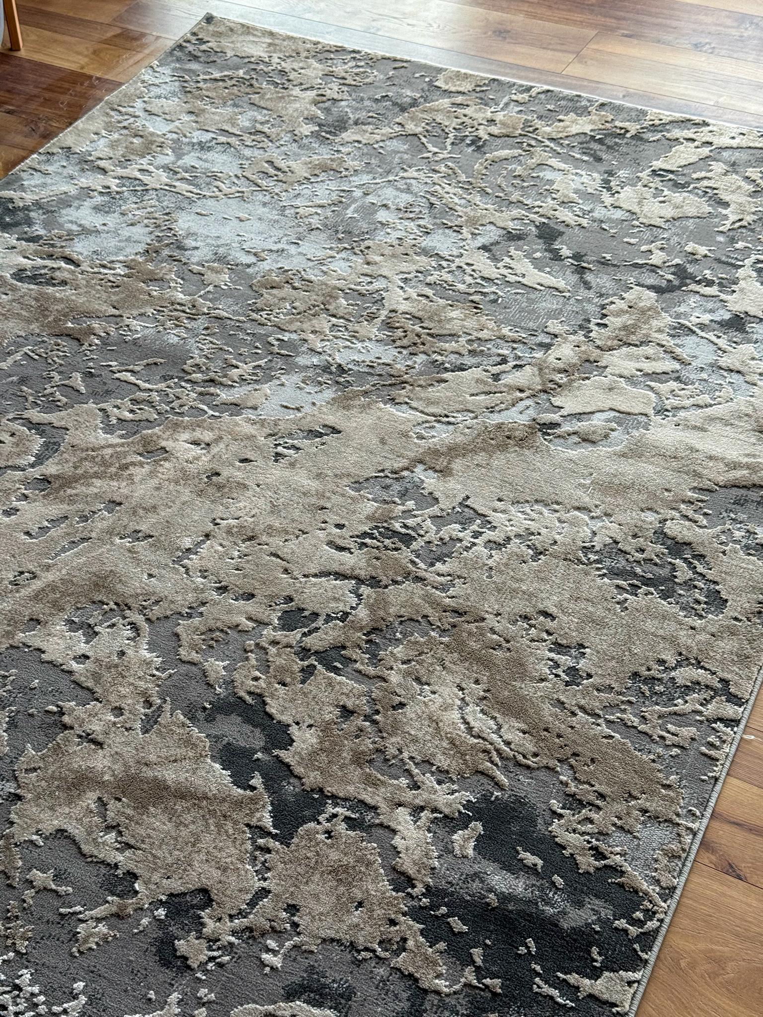 Килим прямокутний з абстрактним дизайном 200х300 см Графітовий