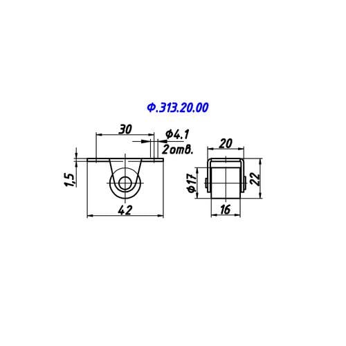 Ролик 313.20.00 меблевий навантаження 20 кг 17х22 мм - фото 2