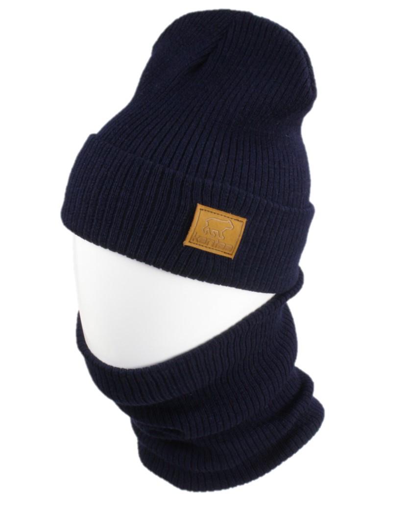 Вязаная шапка Кahta Fashion Hat с Buff снуд унисекс р. 57-58 Синий (OC-443)