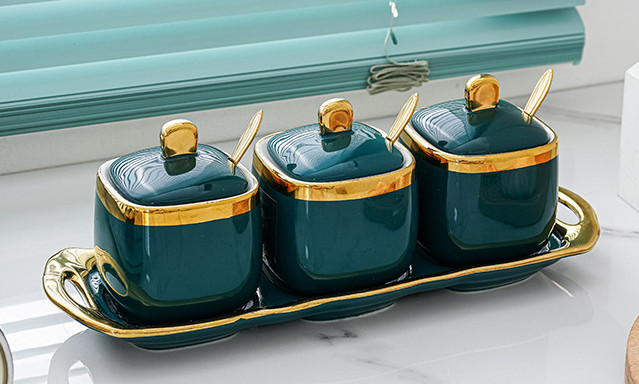 Набір банок на підставці для зберігання 6859 7 пр. Зелений (4361018)