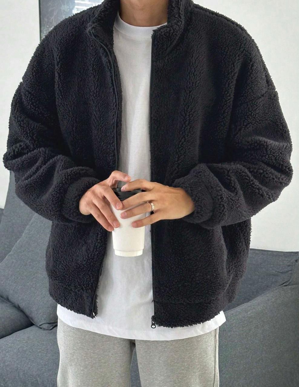 Кофта чоловіча барашкова на блискавці тепла S Чорний (D0048) - фото 5