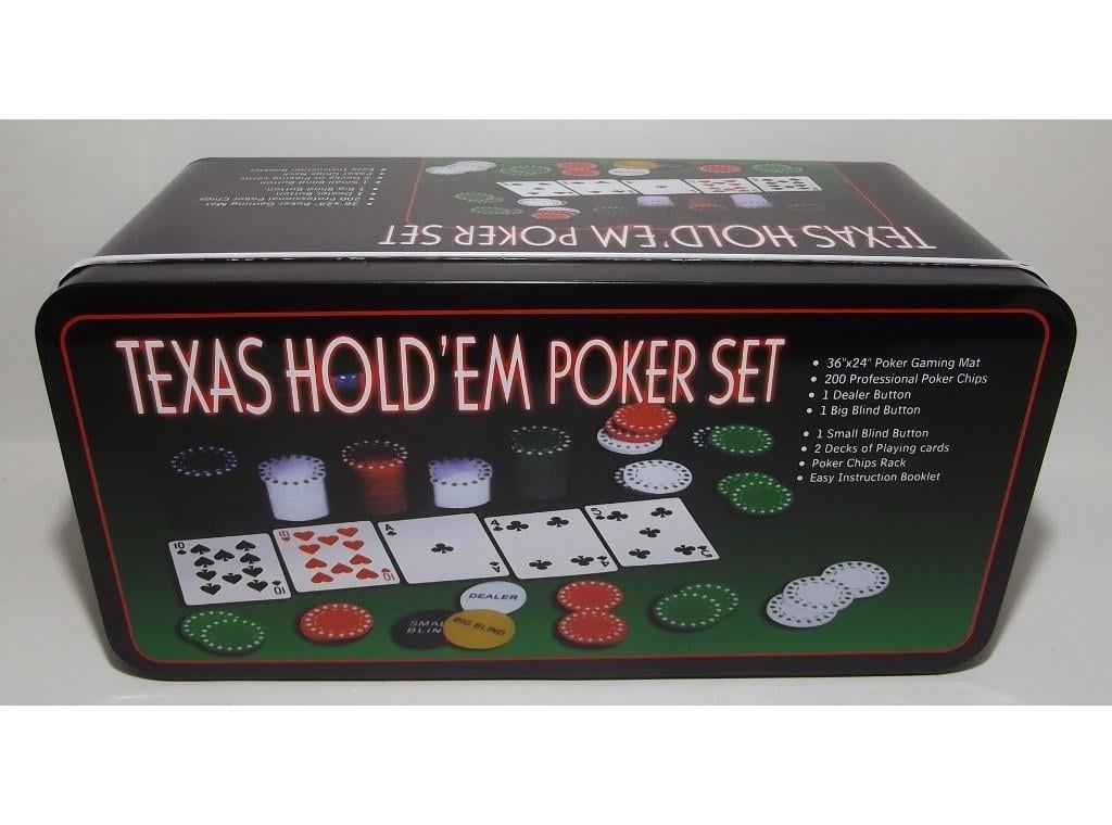 Набір для гри в покер з полотном в металевій упаковці 200 фішок + 2 колоди карт - фото 3 Набір для гри в покер з полотном в металевій упаковці 200 фішок + 2 колоди карт - фото 3