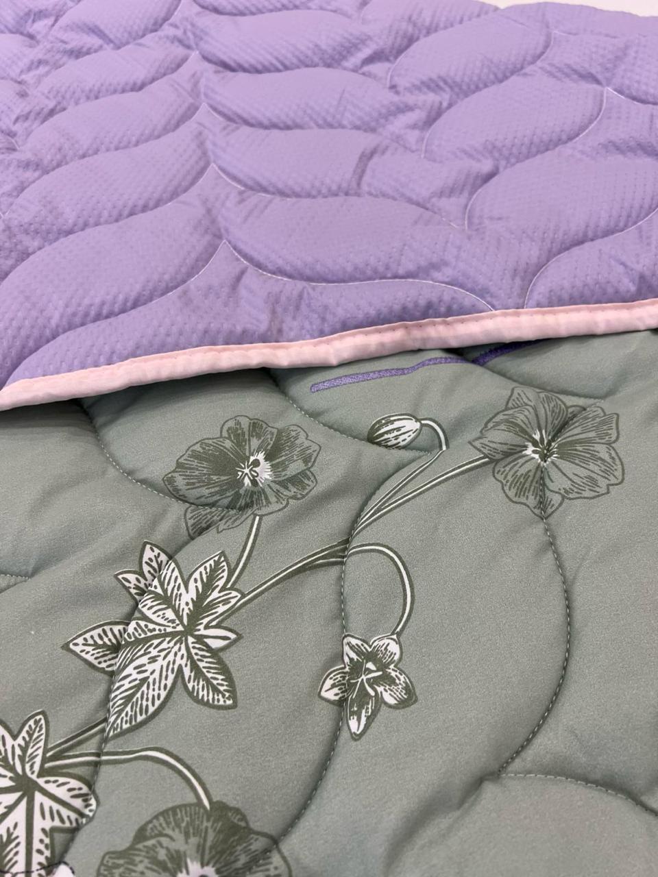 Одеяло летнее двухстороннее с рисунком євро 200x220 см Сиреневый (27480982) - фото 4