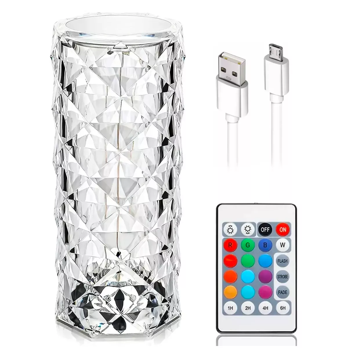 Лампа настольная с пультом и USB-зарядкой Роза RGB 16 цветов (1211)